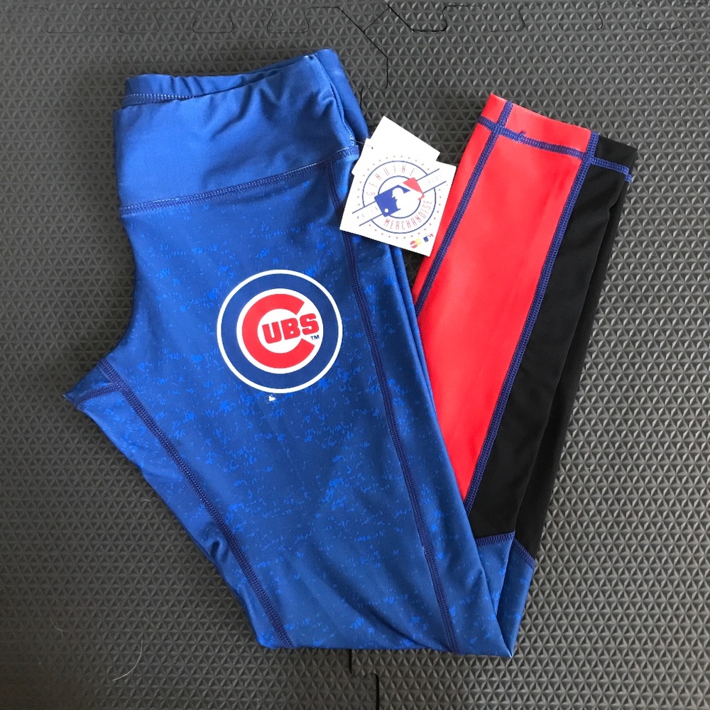 Chicago Cubs MLB Blue Red Black Capri Leggings Women's Medium New With Tags